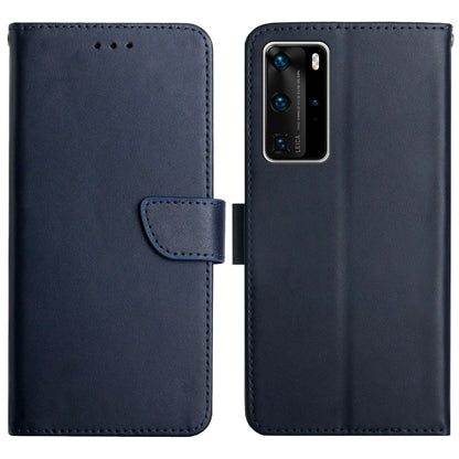 Solid Color Nappa Texture Case Stand Wallet Genuine Leather Mobile Phone Cover for Huawei P40 Pro