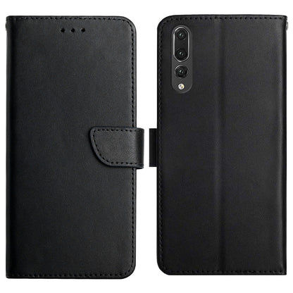 For Huawei P20 Pro Wallet Sturdy Stand Solid Color Genuine Leather Nappa Texture Magnetic Closure Stand Wallet Case Flip Phone Shell