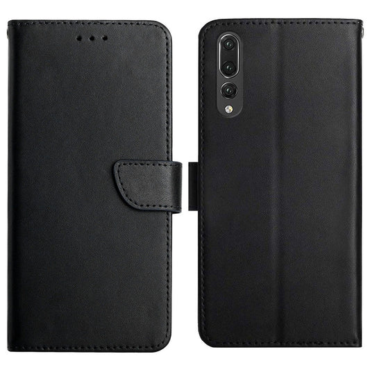 For Huawei P20 Pro Wallet Sturdy Stand Solid Color Genuine Leather Nappa Texture Magnetic Closure Stand Wallet Case Flip Phone Shell