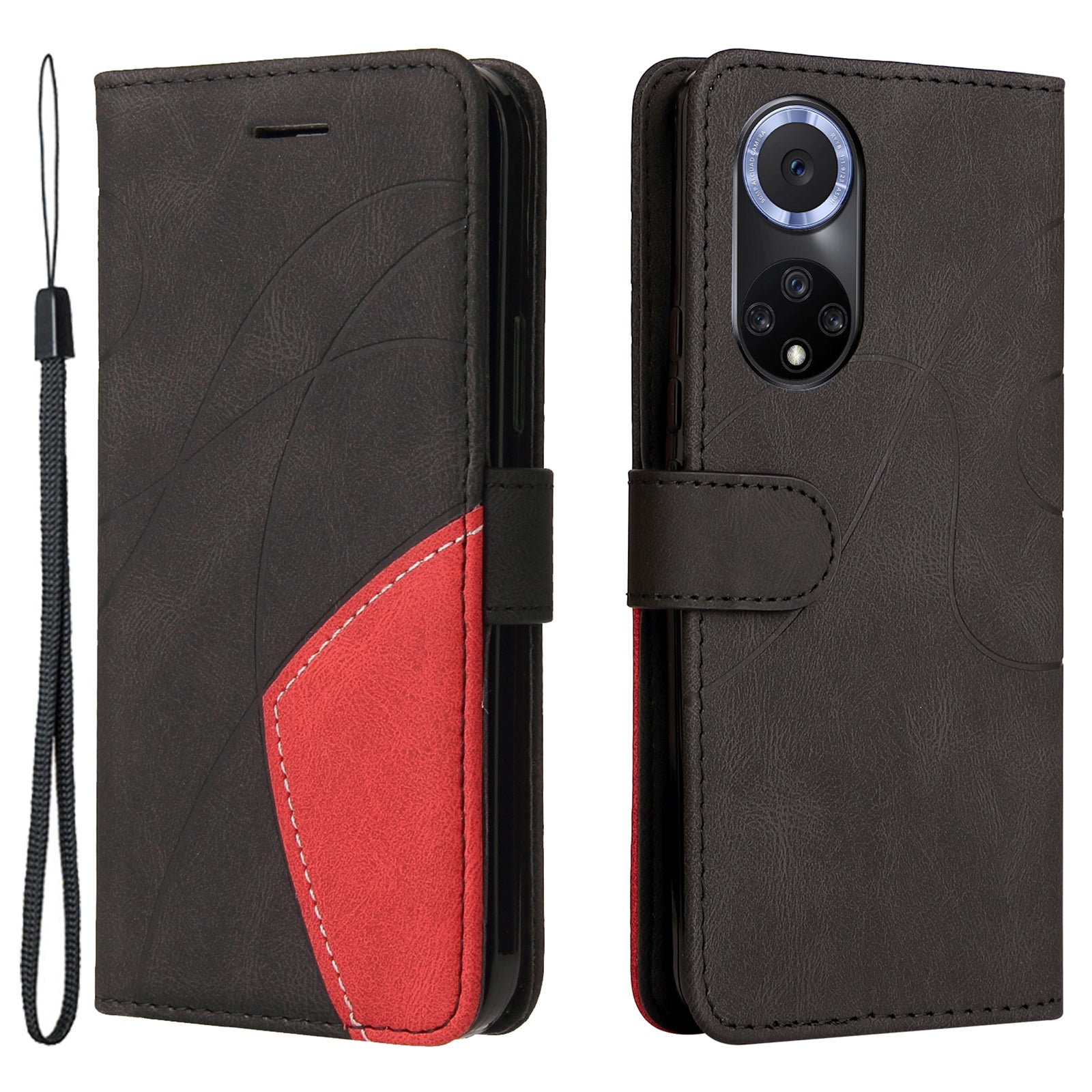 KT Leather Series-1 Anti-fingerprint Dual-Color Splicing Style Flip Phone Shell PU Leather Wallet Design Phone Case with Stand for Huawei nova 9 / Honor 50