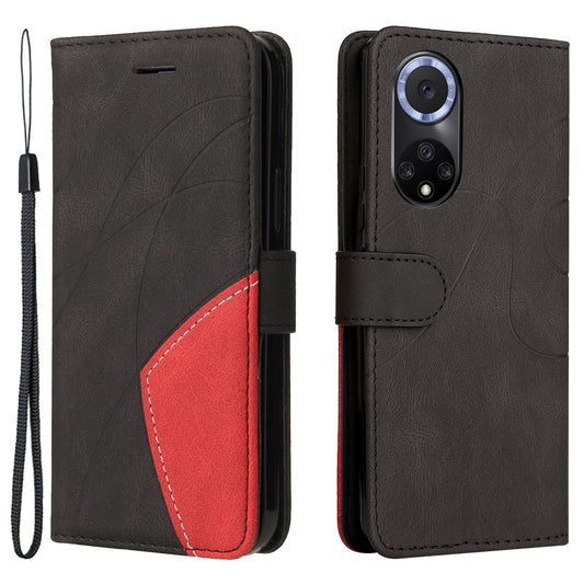 KT Leather Series-1 Anti-fingerprint Dual-Color Splicing Style Flip Phone Shell PU Leather Wallet Design Phone Case with Stand for Huawei nova 9 / Honor 50