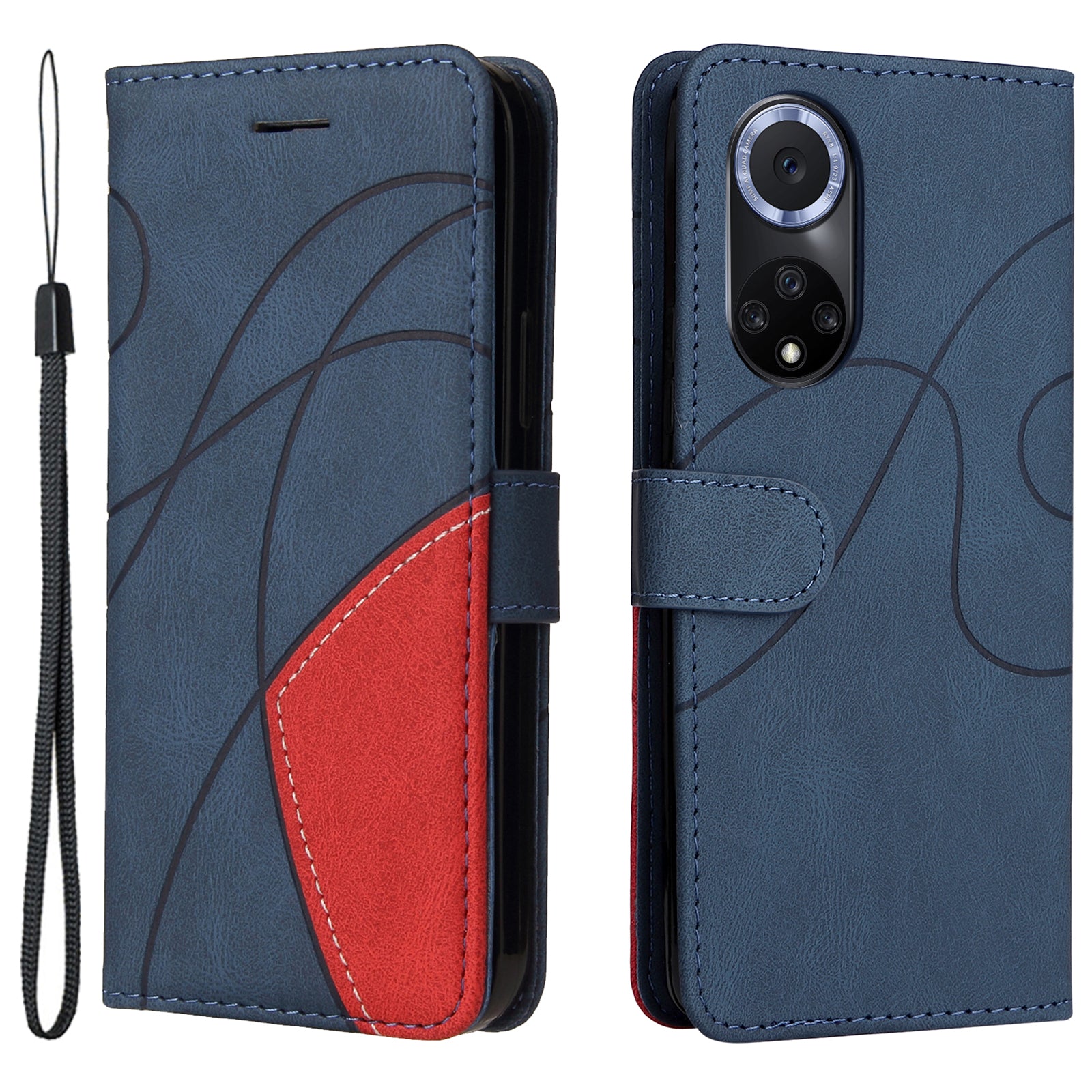 KT Leather Series-1 Anti-fingerprint Dual-Color Splicing Style Flip Phone Shell PU Leather Wallet Design Phone Case with Stand for Huawei nova 9 / Honor 50