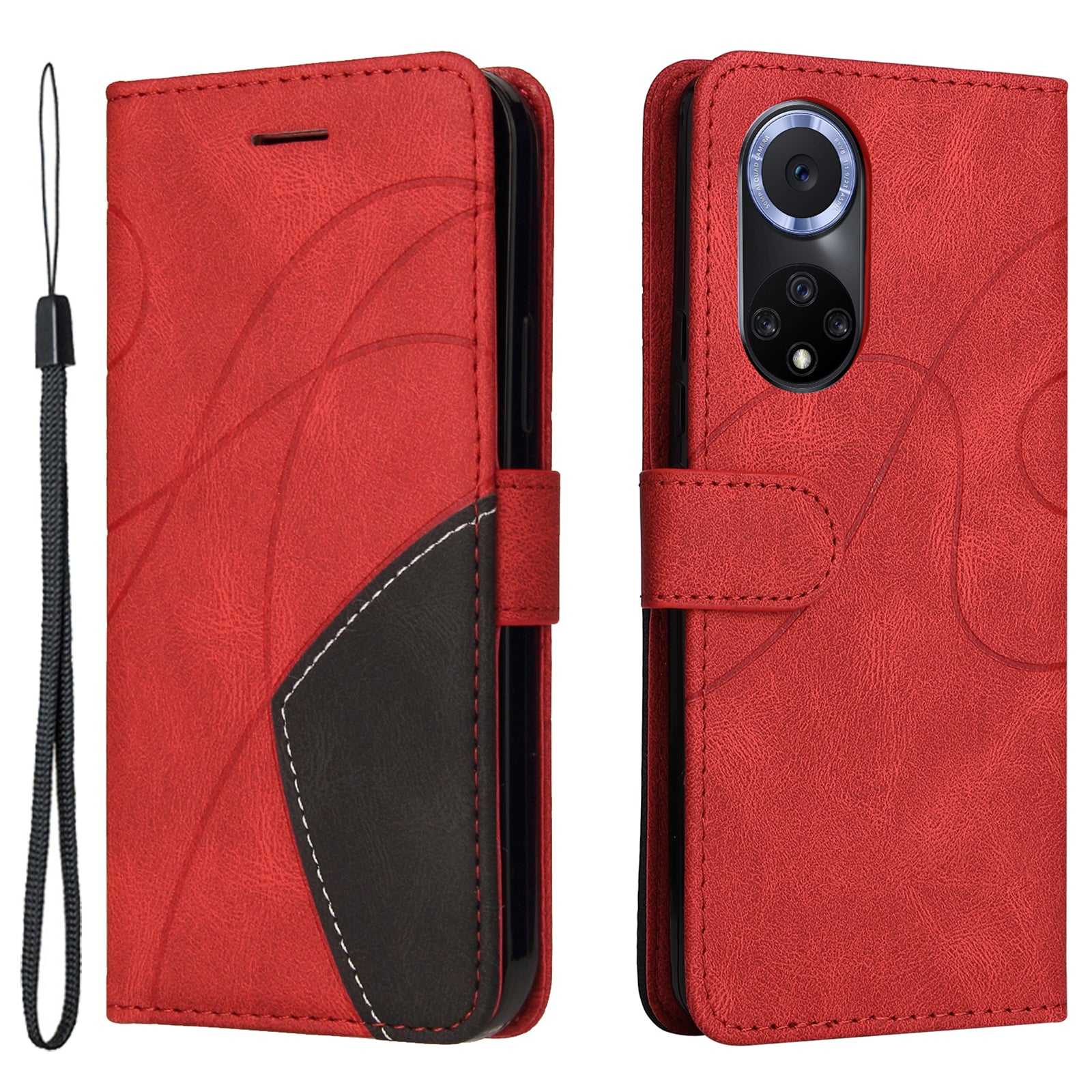 KT Leather Series-1 Anti-fingerprint Dual-Color Splicing Style Flip Phone Shell PU Leather Wallet Design Phone Case with Stand for Huawei nova 9 / Honor 50