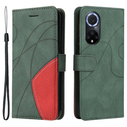 KT Leather Series-1 Anti-fingerprint Dual-Color Splicing Style Flip Phone Shell PU Leather Wallet Design Phone Case with Stand for Huawei nova 9 / Honor 50