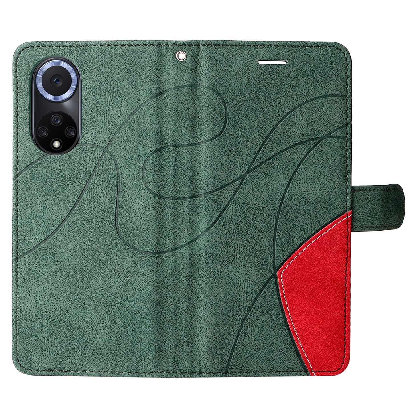 KT Leather Series-1 Anti-fingerprint Dual-Color Splicing Style Flip Phone Shell PU Leather Wallet Design Phone Case with Stand for Huawei nova 9 / Honor 50