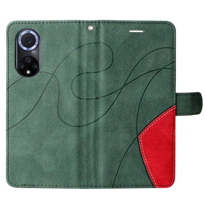 KT Leather Series-1 Anti-fingerprint Dual-Color Splicing Style Flip Phone Shell PU Leather Wallet Design Phone Case with Stand for Huawei nova 9 / Honor 50