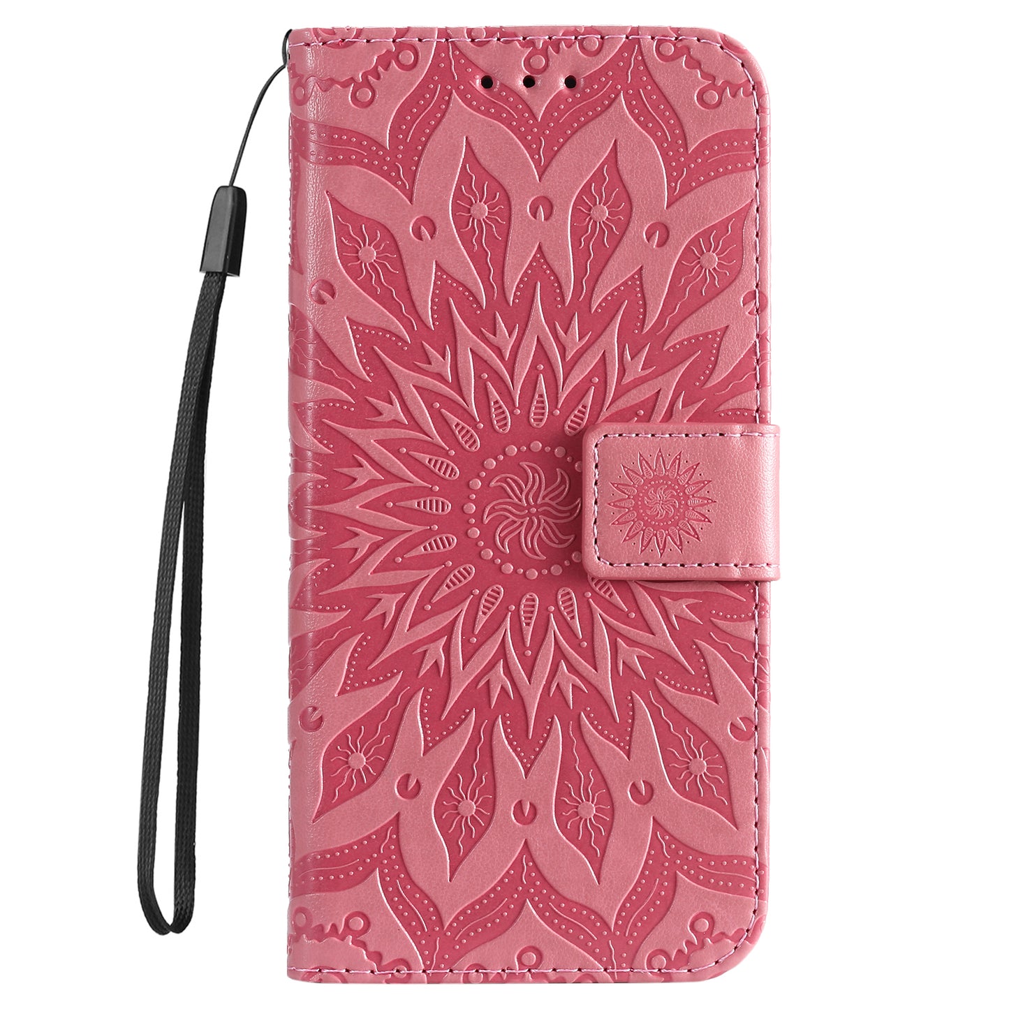 KT Imprinting Flower Series-1 Imprinting Mandala Sun Pattern Anti-scratch Protective Leather Case with Wallet Stand for Huawei nova 9/Honor 50 5G