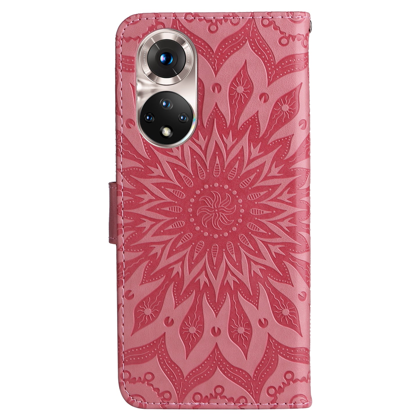 KT Imprinting Flower Series-1 Imprinting Mandala Sun Pattern Anti-scratch Protective Leather Case with Wallet Stand for Huawei nova 9/Honor 50 5G