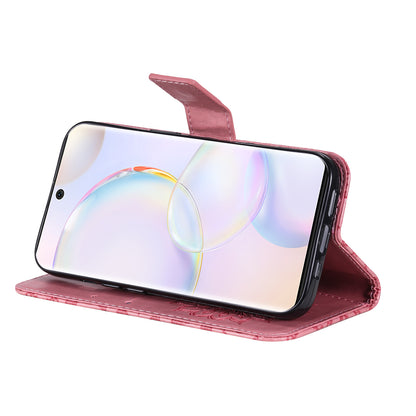 KT Imprinting Flower Series-1 Imprinting Mandala Sun Pattern Anti-scratch Protective Leather Case with Wallet Stand for Huawei nova 9/Honor 50 5G