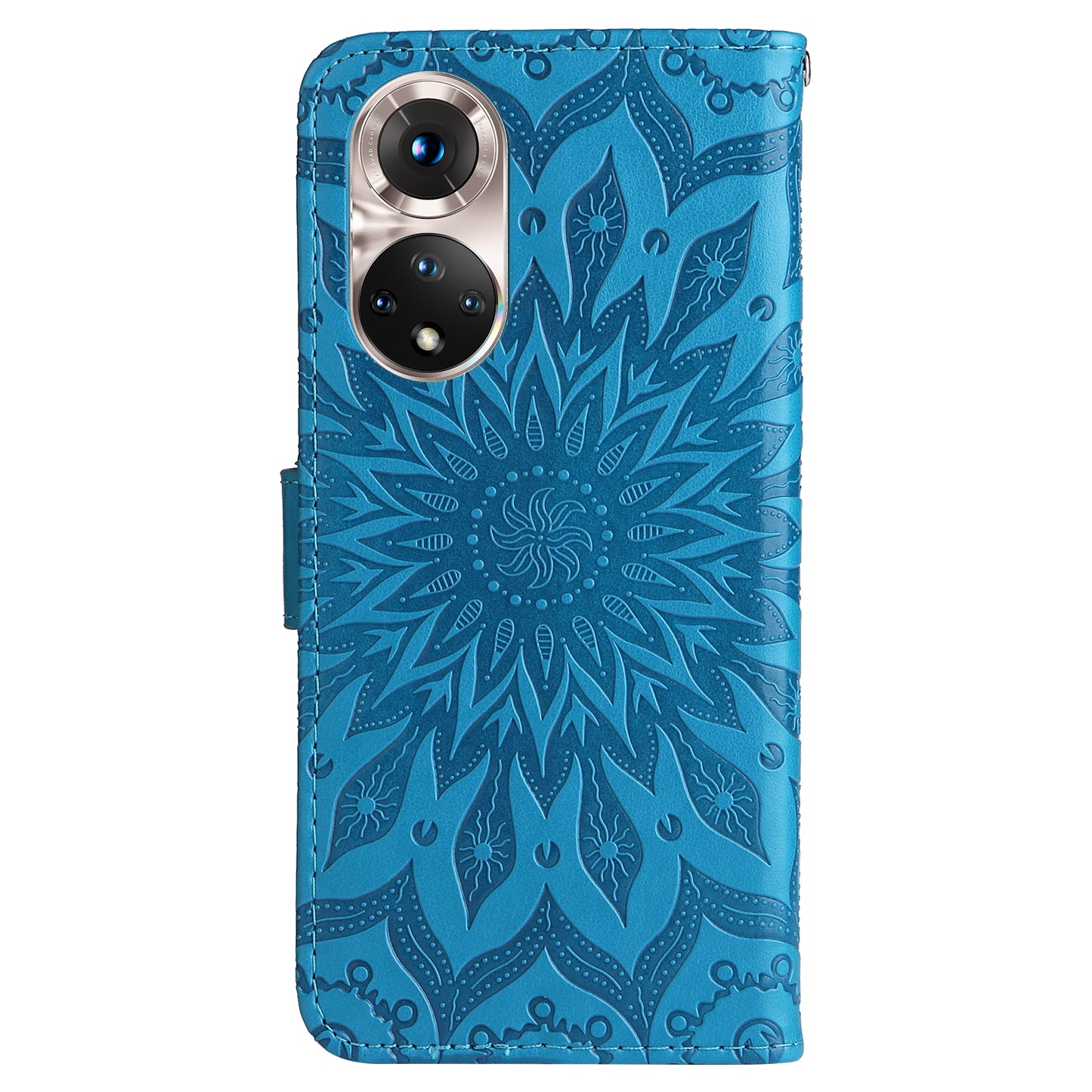 KT Imprinting Flower Series-1 Imprinting Mandala Sun Pattern Anti-scratch Protective Leather Case with Wallet Stand for Huawei nova 9/Honor 50 5G