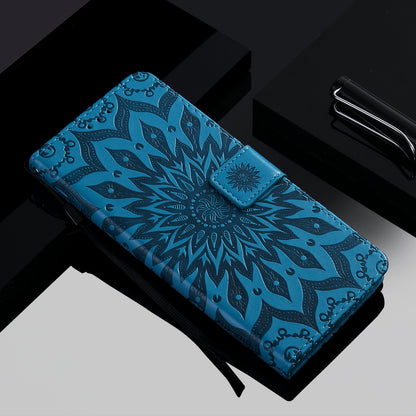 KT Imprinting Flower Series-1 Imprinting Mandala Sun Pattern Anti-scratch Protective Leather Case with Wallet Stand for Huawei nova 9/Honor 50 5G