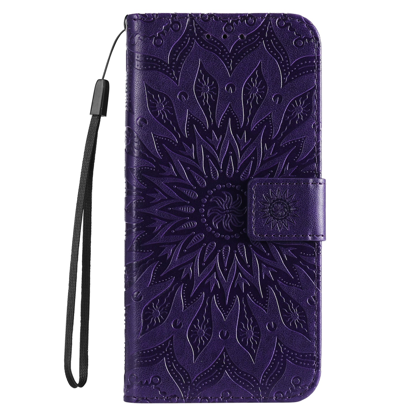 KT Imprinting Flower Series-1 Imprinting Mandala Sun Pattern Anti-scratch Protective Leather Case with Wallet Stand for Huawei nova 9/Honor 50 5G
