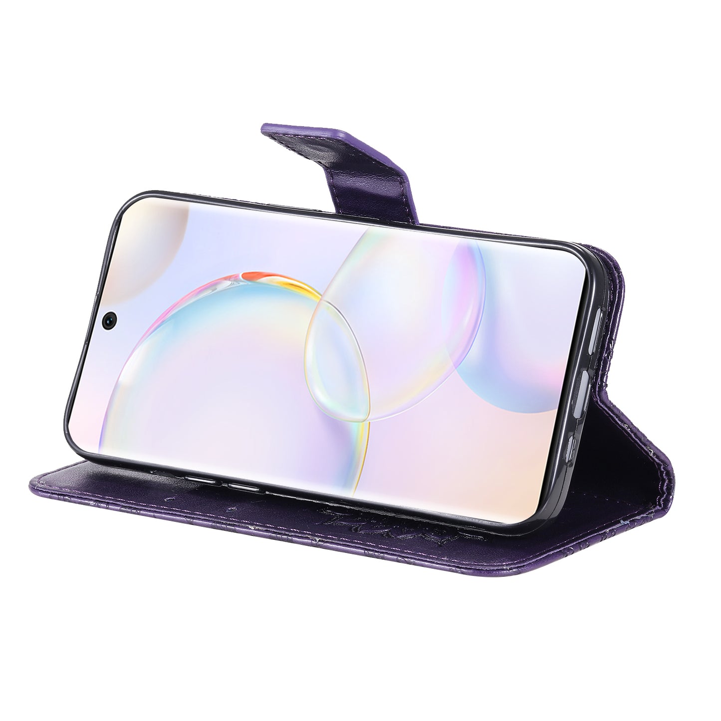 KT Imprinting Flower Series-1 Imprinting Mandala Sun Pattern Anti-scratch Protective Leather Case with Wallet Stand for Huawei nova 9/Honor 50 5G