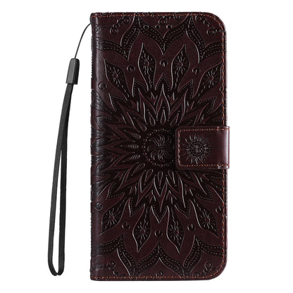 KT Imprinting Flower Series-1 Imprinting Mandala Sun Pattern Anti-scratch Protective Leather Case with Wallet Stand for Huawei nova 9/Honor 50 5G