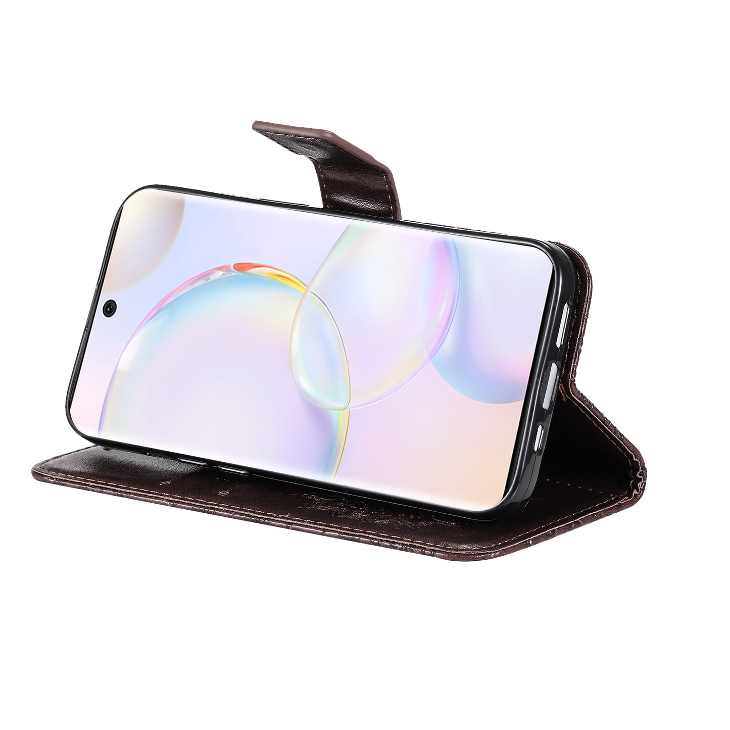 KT Imprinting Flower Series-1 Imprinting Mandala Sun Pattern Anti-scratch Protective Leather Case with Wallet Stand for Huawei nova 9/Honor 50 5G