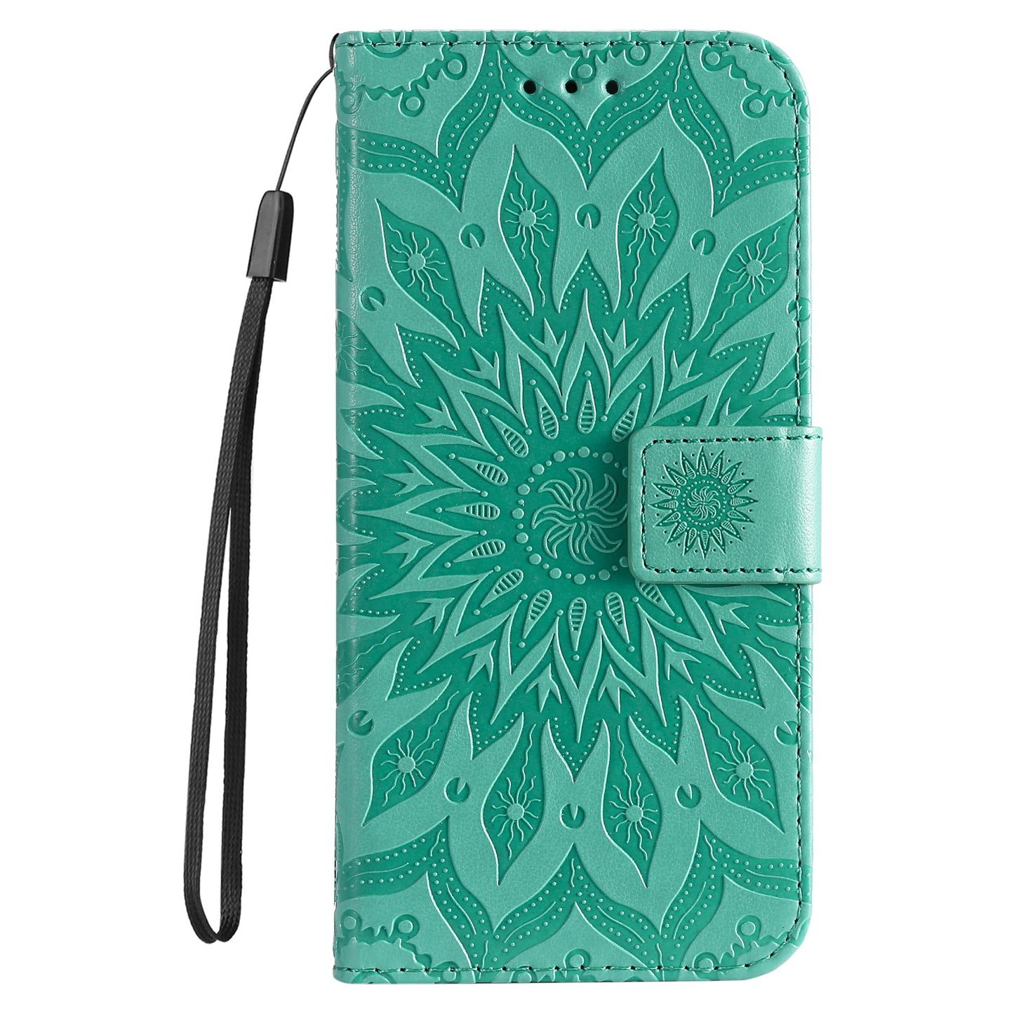 KT Imprinting Flower Series-1 Imprinting Mandala Sun Pattern Anti-scratch Protective Leather Case with Wallet Stand for Huawei nova 9/Honor 50 5G