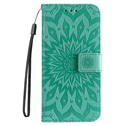 KT Imprinting Flower Series-1 Imprinting Mandala Sun Pattern Anti-scratch Protective Leather Case with Wallet Stand for Huawei nova 9/Honor 50 5G