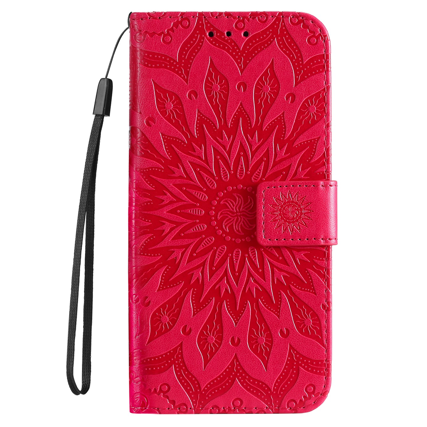 KT Imprinting Flower Series-1 Imprinting Mandala Sun Pattern Anti-scratch Protective Leather Case with Wallet Stand for Huawei nova 9/Honor 50 5G