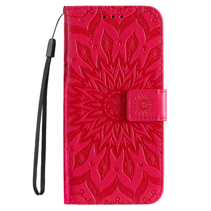 KT Imprinting Flower Series-1 Imprinting Mandala Sun Pattern Anti-scratch Protective Leather Case with Wallet Stand for Huawei nova 9/Honor 50 5G