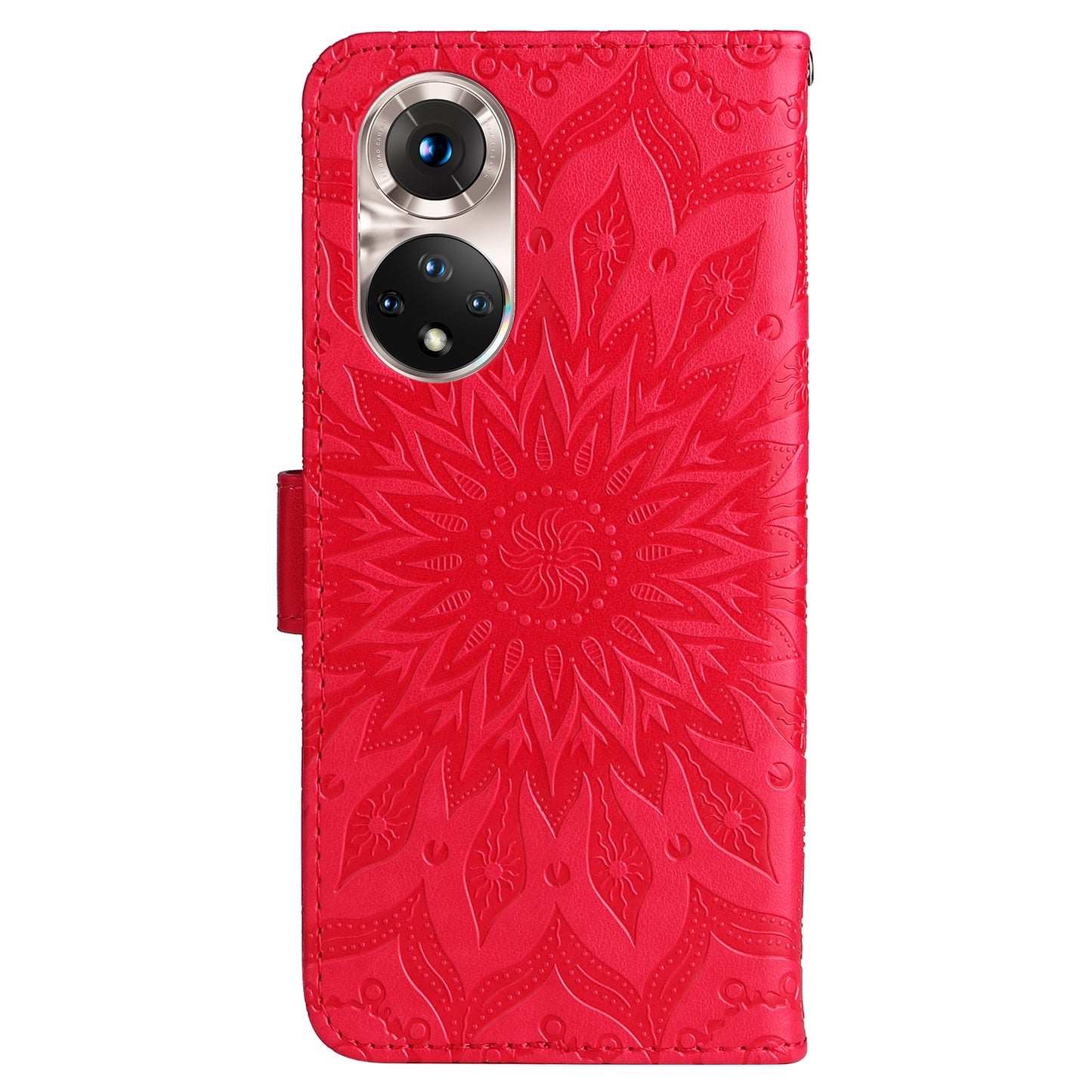 KT Imprinting Flower Series-1 Imprinting Mandala Sun Pattern Anti-scratch Protective Leather Case with Wallet Stand for Huawei nova 9/Honor 50 5G
