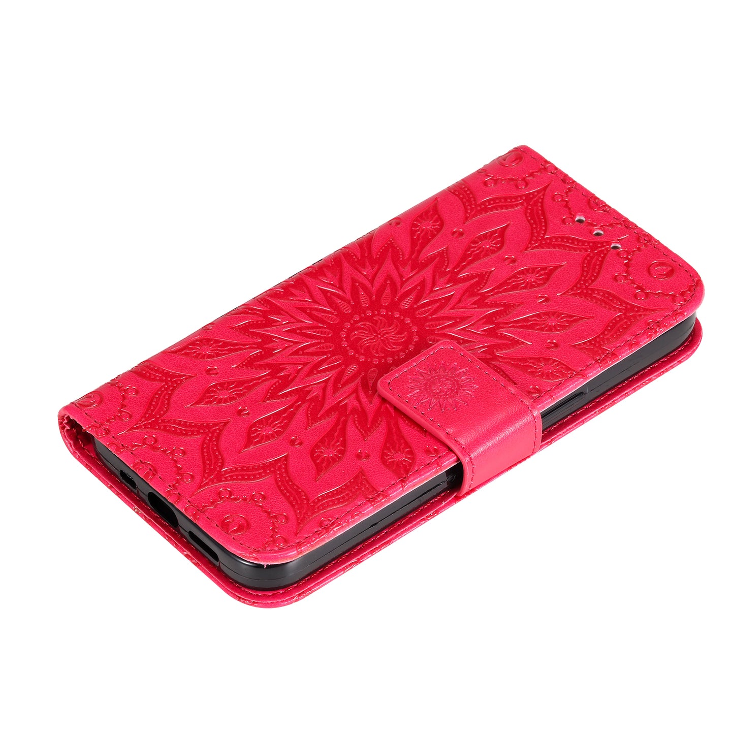 KT Imprinting Flower Series-1 Imprinting Mandala Sun Pattern Anti-scratch Protective Leather Case with Wallet Stand for Huawei nova 9/Honor 50 5G