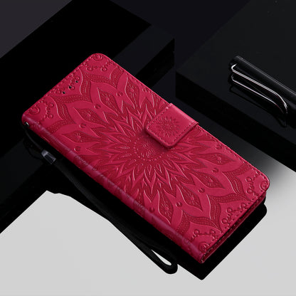 KT Imprinting Flower Series-1 Imprinting Mandala Sun Pattern Anti-scratch Protective Leather Case with Wallet Stand for Huawei nova 9/Honor 50 5G