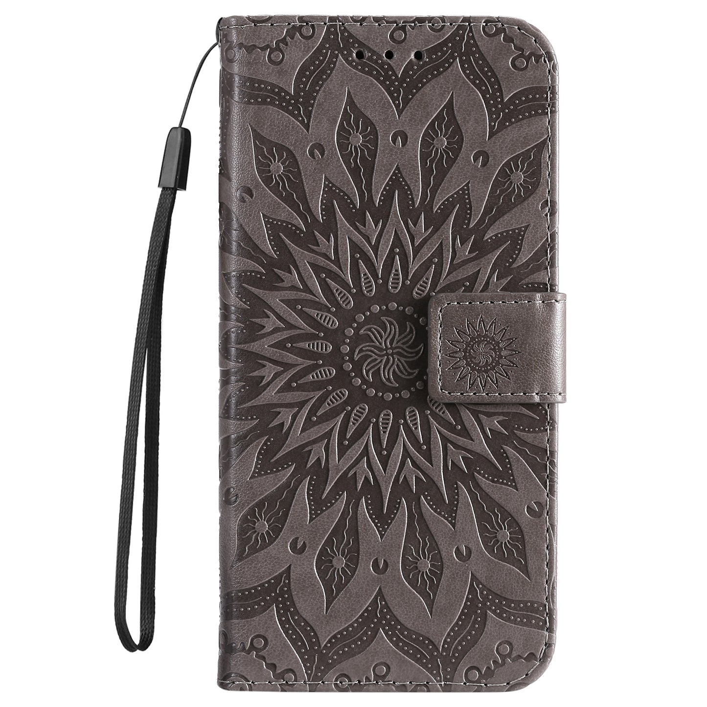 KT Imprinting Flower Series-1 Imprinting Mandala Sun Pattern Anti-scratch Protective Leather Case with Wallet Stand for Huawei nova 9/Honor 50 5G