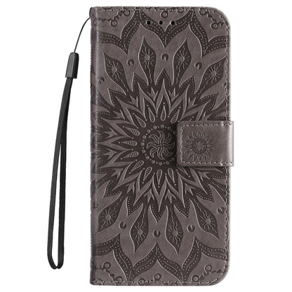 KT Imprinting Flower Series-1 Imprinting Mandala Sun Pattern Anti-scratch Protective Leather Case with Wallet Stand for Huawei nova 9/Honor 50 5G
