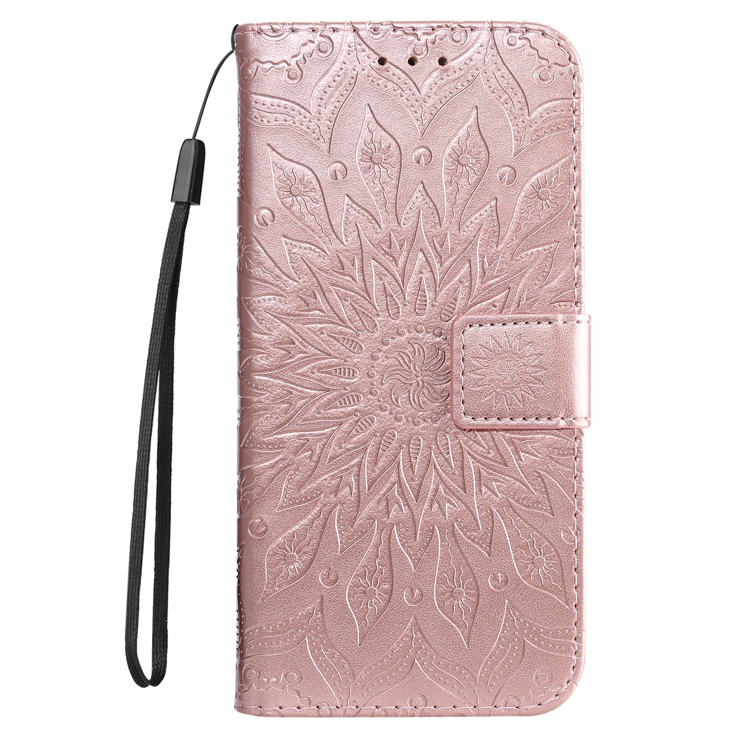 KT Imprinting Flower Series-1 Imprinting Mandala Sun Pattern Anti-scratch Protective Leather Case with Wallet Stand for Huawei nova 9/Honor 50 5G