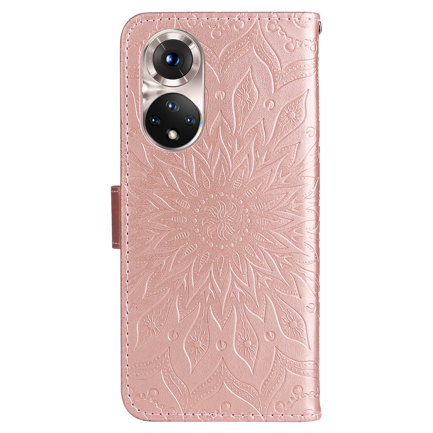 KT Imprinting Flower Series-1 Imprinting Mandala Sun Pattern Anti-scratch Protective Leather Case with Wallet Stand for Huawei nova 9/Honor 50 5G
