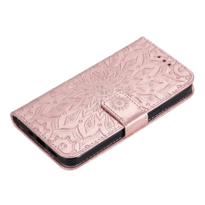 KT Imprinting Flower Series-1 Imprinting Mandala Sun Pattern Anti-scratch Protective Leather Case with Wallet Stand for Huawei nova 9/Honor 50 5G