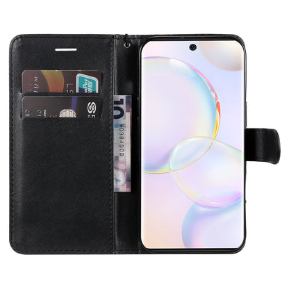 KT Leather Series-2 Solid Color Wallet Leather Case Inner Soft TPU Phone Cover with Adjustable Stand for Honor 50 5G/Huawei nova 9