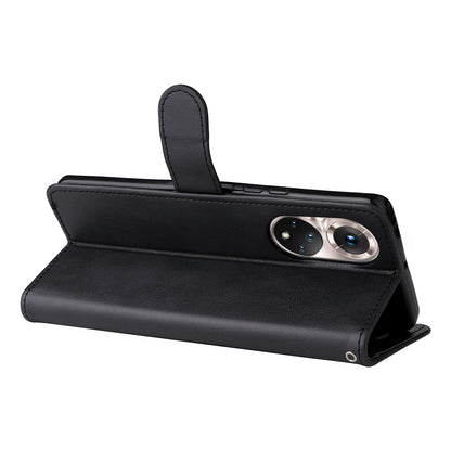 KT Leather Series-2 Solid Color Wallet Leather Case Inner Soft TPU Phone Cover with Adjustable Stand for Honor 50 5G/Huawei nova 9