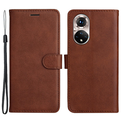 KT Leather Series-2 Solid Color Wallet Leather Case Inner Soft TPU Phone Cover with Adjustable Stand for Honor 50 5G/Huawei nova 9