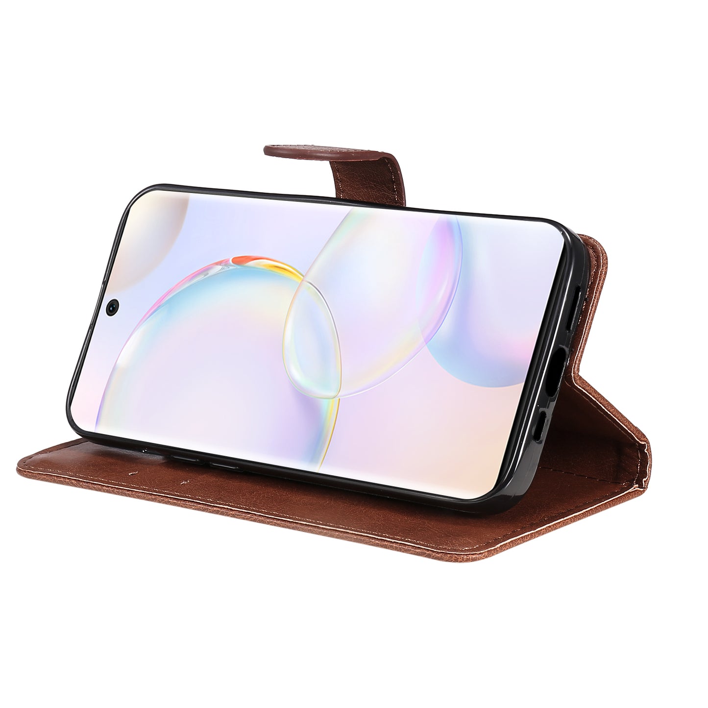 KT Leather Series-2 Solid Color Wallet Leather Case Inner Soft TPU Phone Cover with Adjustable Stand for Honor 50 5G/Huawei nova 9