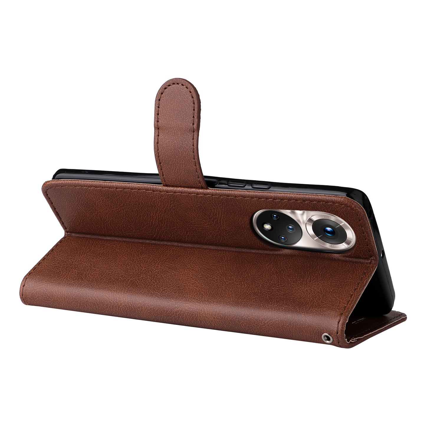 KT Leather Series-2 Solid Color Wallet Leather Case Inner Soft TPU Phone Cover with Adjustable Stand for Honor 50 5G/Huawei nova 9