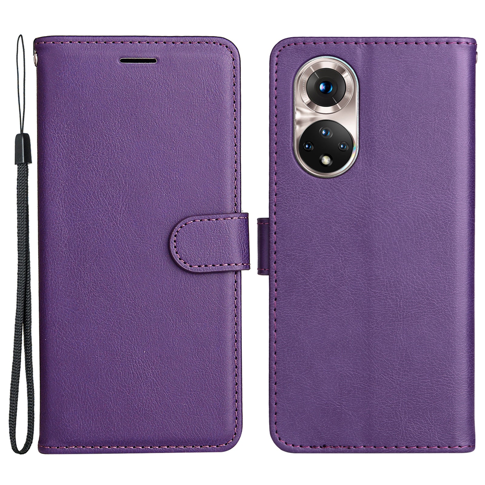 KT Leather Series-2 Solid Color Wallet Leather Case Inner Soft TPU Phone Cover with Adjustable Stand for Honor 50 5G/Huawei nova 9