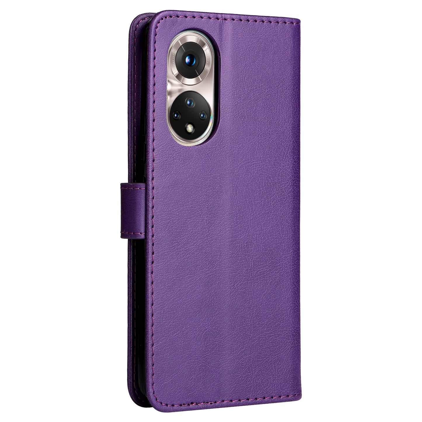 KT Leather Series-2 Solid Color Wallet Leather Case Inner Soft TPU Phone Cover with Adjustable Stand for Honor 50 5G/Huawei nova 9