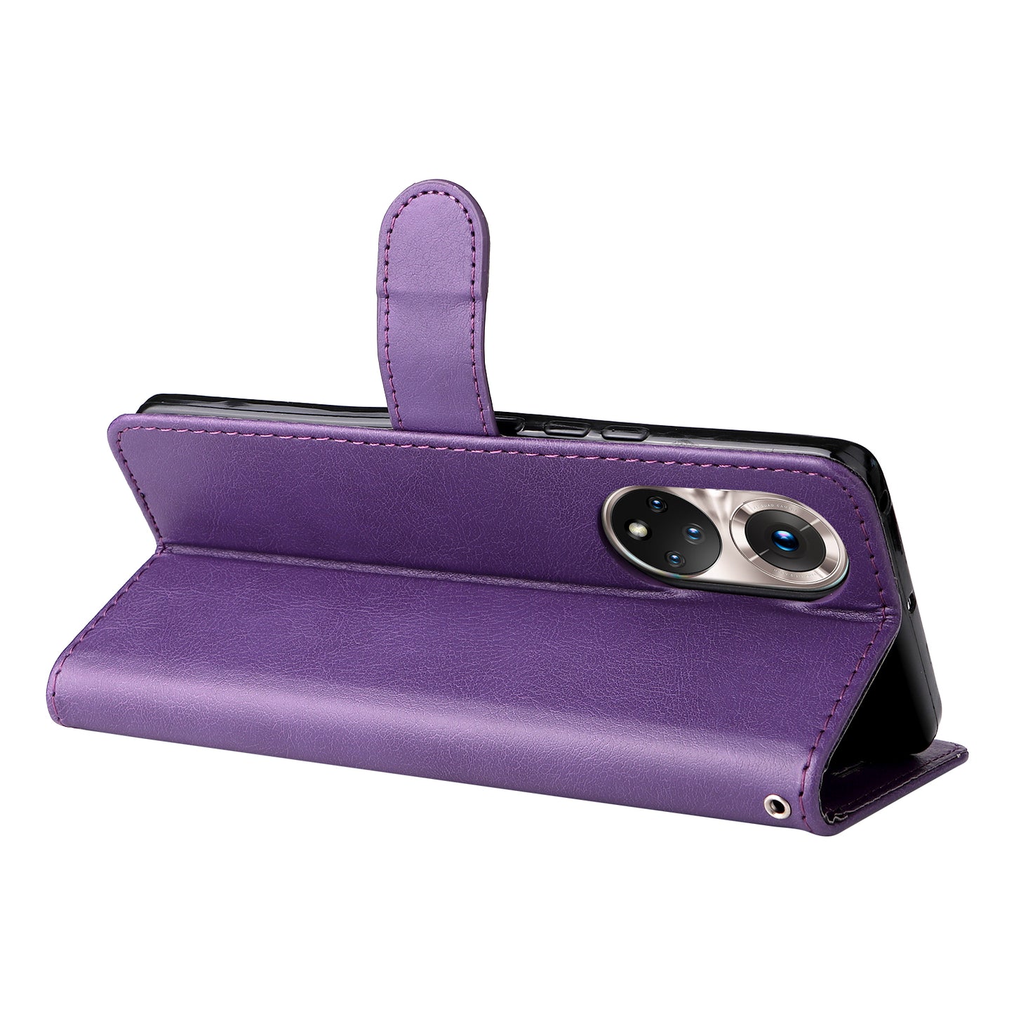 KT Leather Series-2 Solid Color Wallet Leather Case Inner Soft TPU Phone Cover with Adjustable Stand for Honor 50 5G/Huawei nova 9
