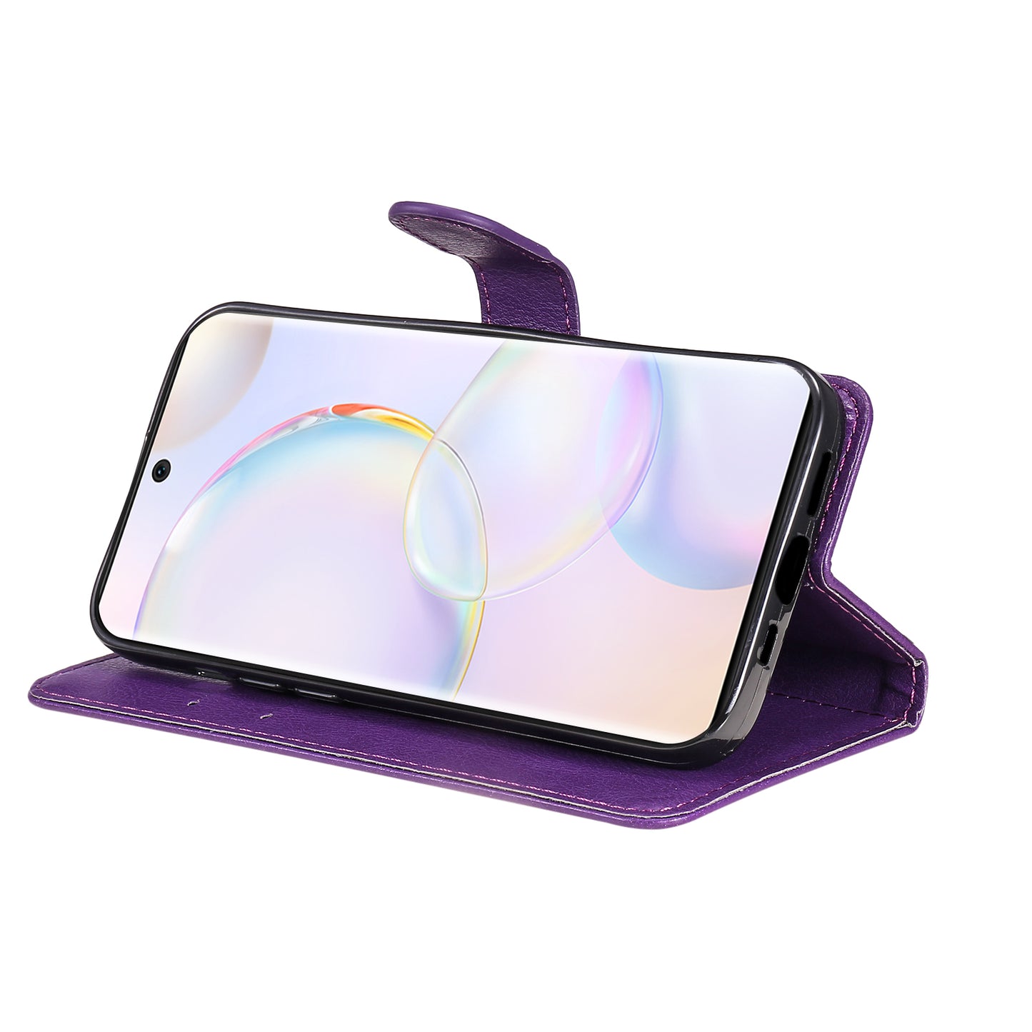 KT Leather Series-2 Solid Color Wallet Leather Case Inner Soft TPU Phone Cover with Adjustable Stand for Honor 50 5G/Huawei nova 9