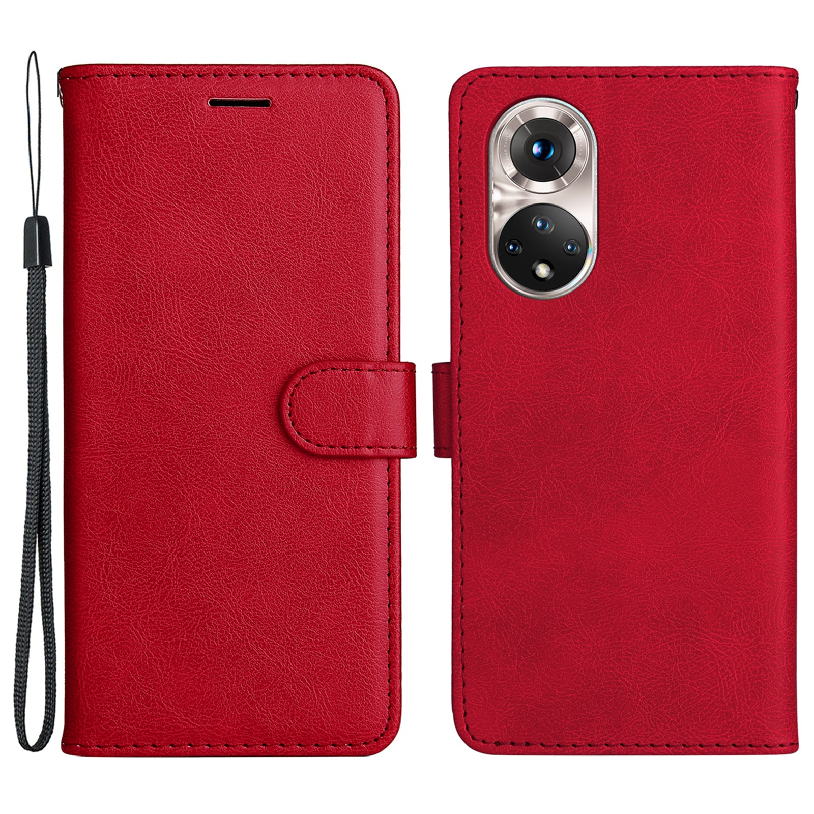 KT Leather Series-2 Solid Color Wallet Leather Case Inner Soft TPU Phone Cover with Adjustable Stand for Honor 50 5G/Huawei nova 9