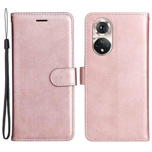 KT Leather Series-2 Solid Color Wallet Leather Case Inner Soft TPU Phone Cover with Adjustable Stand for Honor 50 5G/Huawei nova 9
