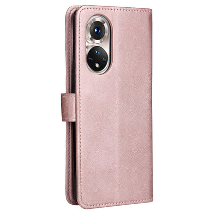 KT Leather Series-2 Solid Color Wallet Leather Case Inner Soft TPU Phone Cover with Adjustable Stand for Honor 50 5G/Huawei nova 9