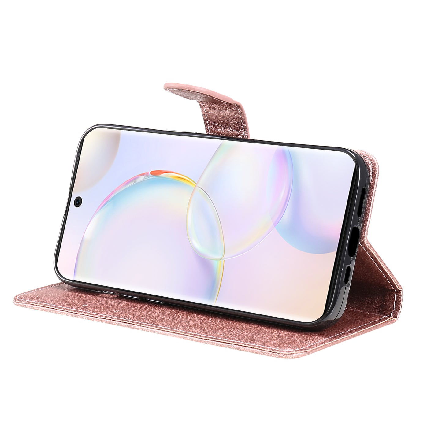 KT Leather Series-2 Solid Color Wallet Leather Case Inner Soft TPU Phone Cover with Adjustable Stand for Honor 50 5G/Huawei nova 9