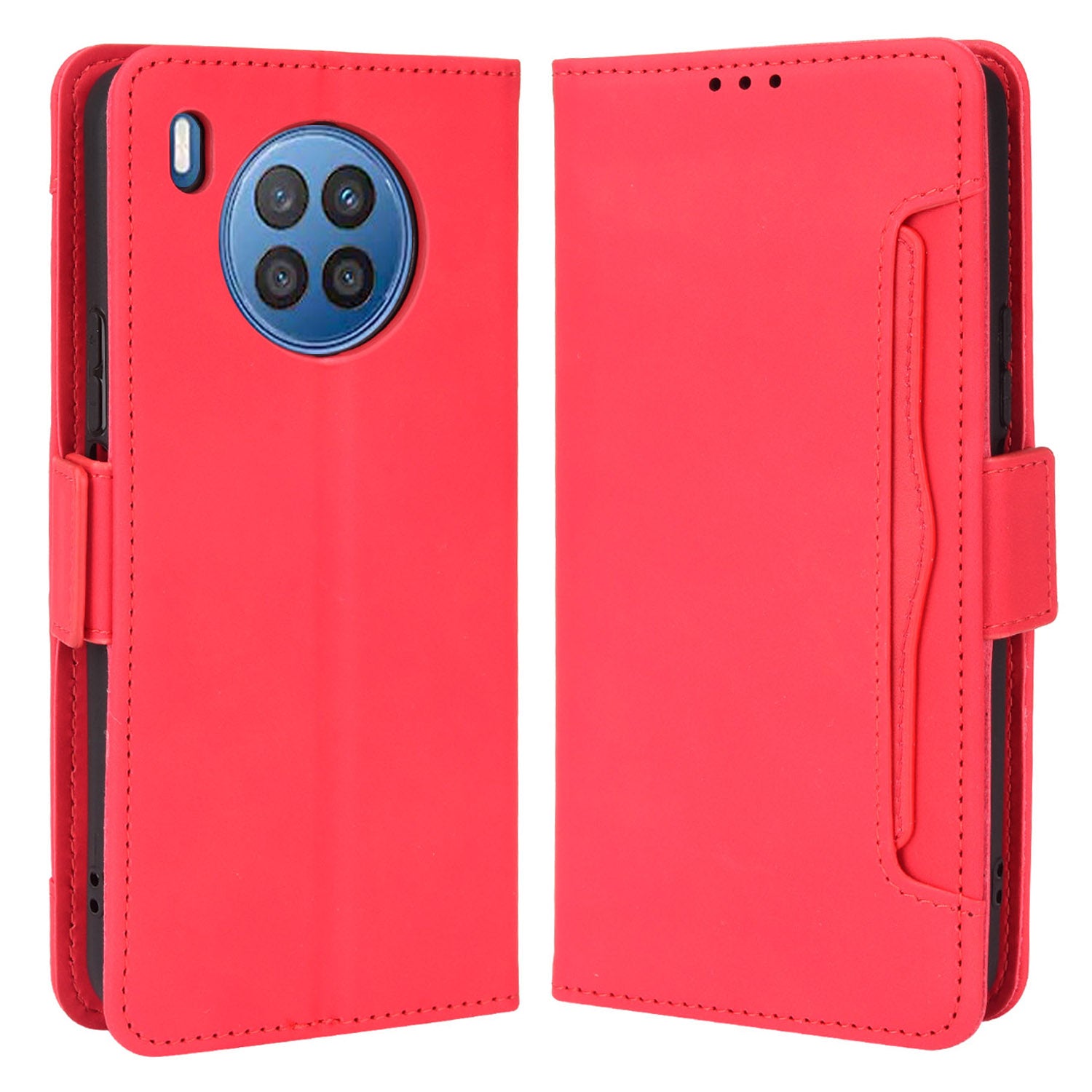 For Huawei nova 8i/Honor 50 Lite Shockproof Magnetic Closure Flip Case Multiple Card Slot Design PU Leather Wallet Phone Cover