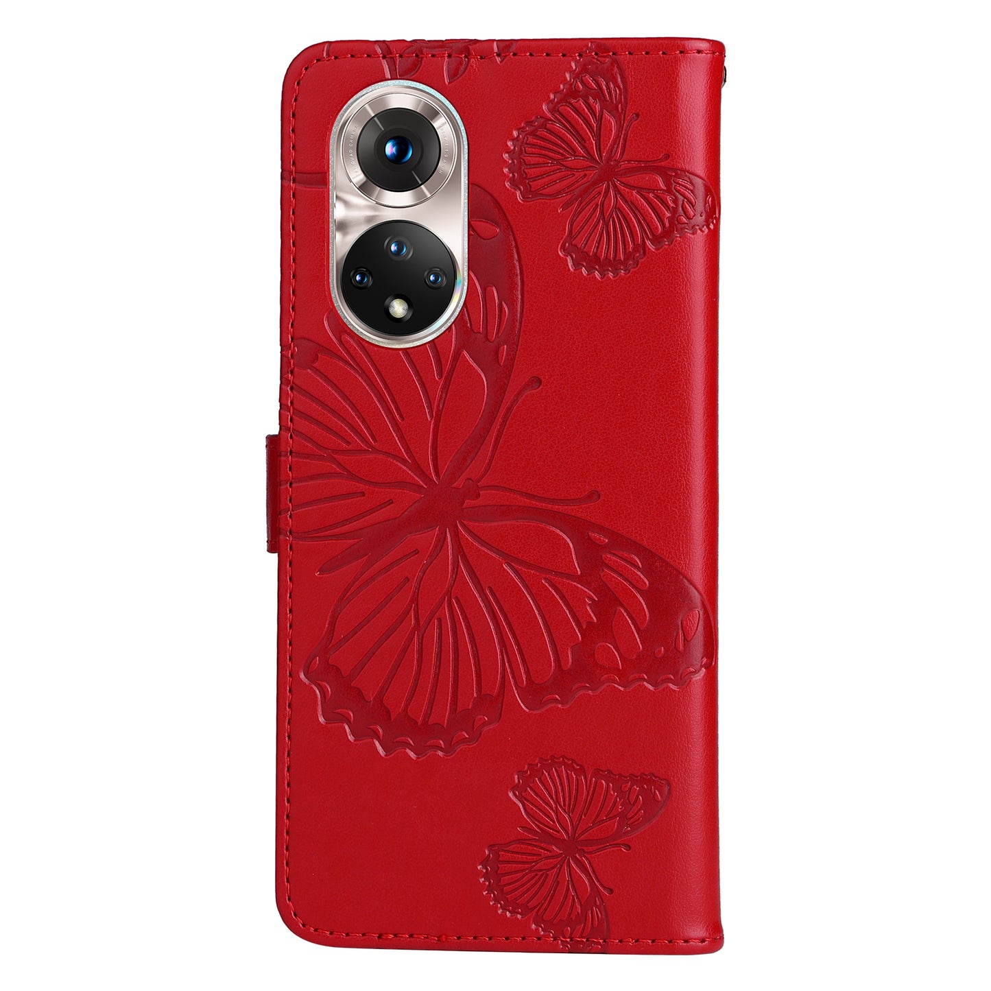 KT Imprinting Flower Series-2 PU Leather Magnetic Flip Wallet Case Stand Imprinted Butterfly Pattern Full Body Protective Cover with Strap for Honor 50 5G / Huawei nova 9