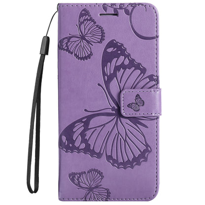 KT Imprinting Flower Series-2 PU Leather Magnetic Flip Wallet Case Stand Imprinted Butterfly Pattern Full Body Protective Cover with Strap for Honor 50 5G / Huawei nova 9