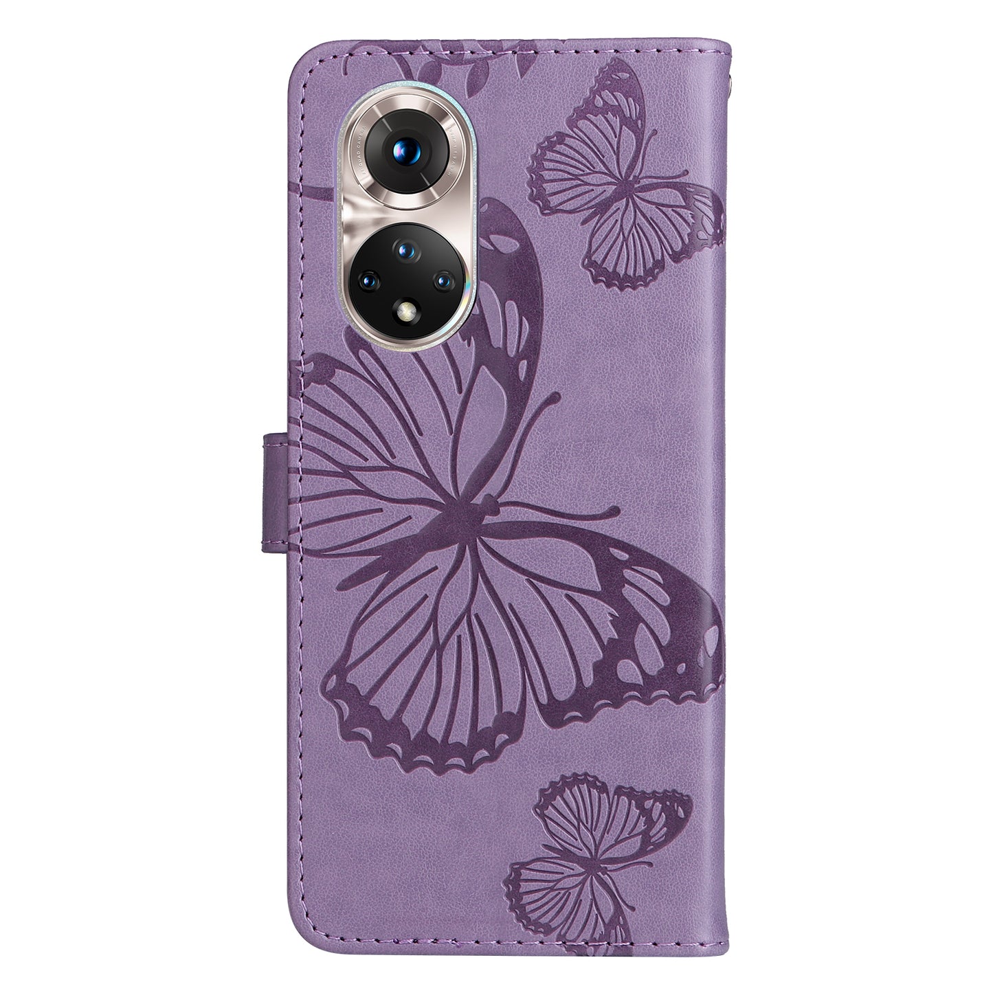 KT Imprinting Flower Series-2 PU Leather Magnetic Flip Wallet Case Stand Imprinted Butterfly Pattern Full Body Protective Cover with Strap for Honor 50 5G / Huawei nova 9