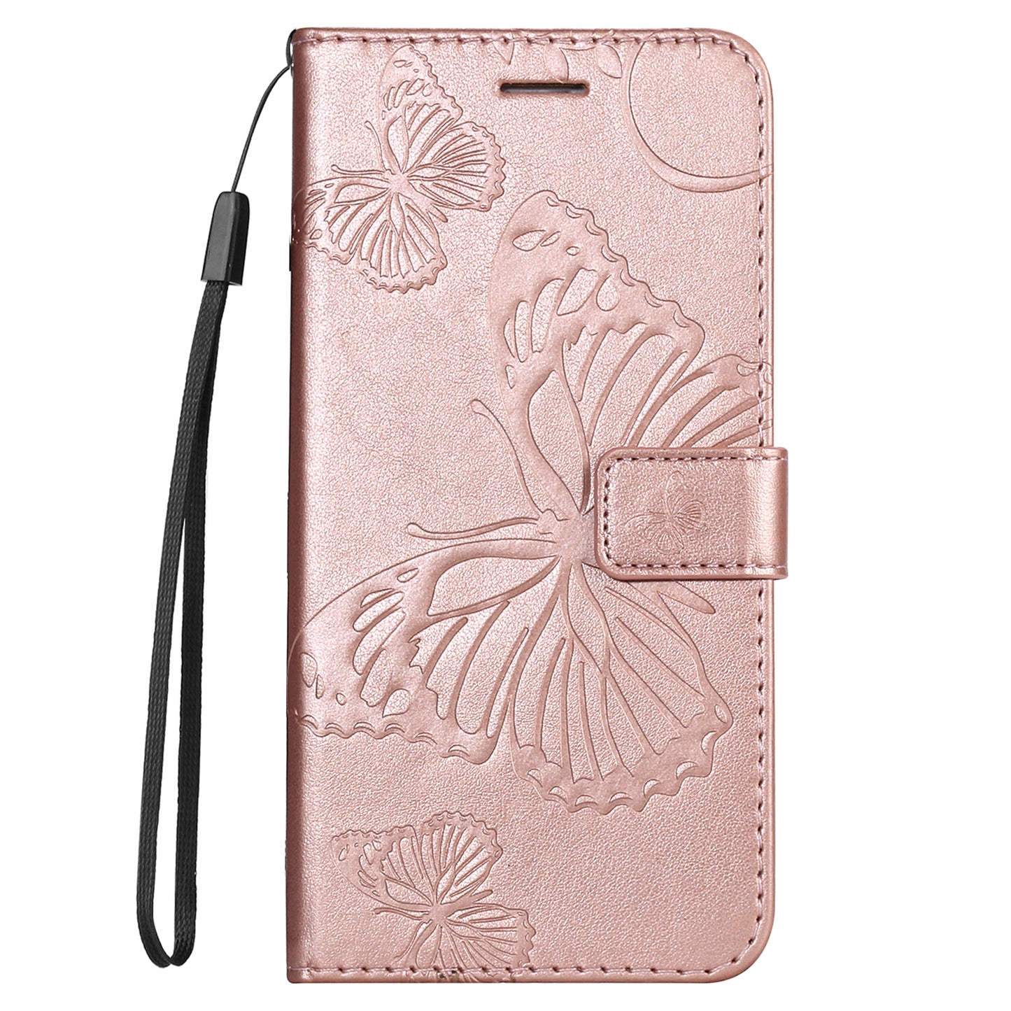 KT Imprinting Flower Series-2 PU Leather Magnetic Flip Wallet Case Stand Imprinted Butterfly Pattern Full Body Protective Cover with Strap for Honor 50 5G / Huawei nova 9