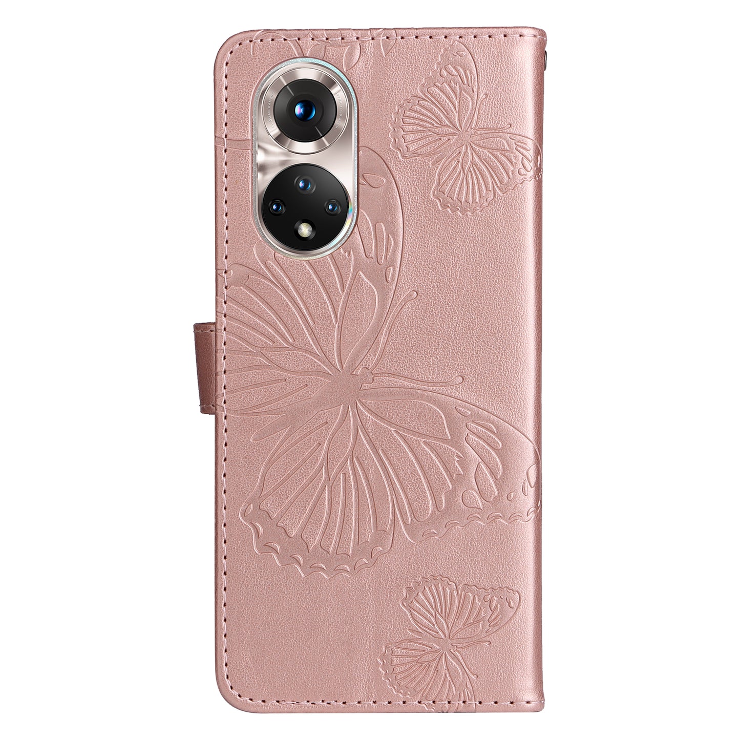 KT Imprinting Flower Series-2 PU Leather Magnetic Flip Wallet Case Stand Imprinted Butterfly Pattern Full Body Protective Cover with Strap for Honor 50 5G / Huawei nova 9
